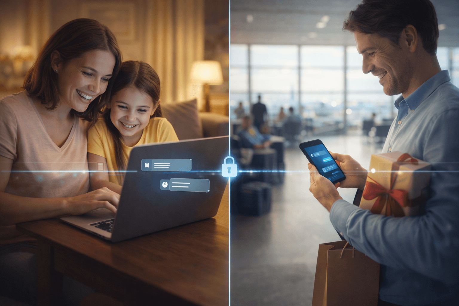DeltaChat secure communication across home and travel environments